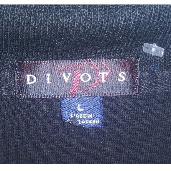 Divots pullover 1/4 Zip Sz L Black knit LS Huntington Hills Golf Polo sweater - Picture 5 of 9